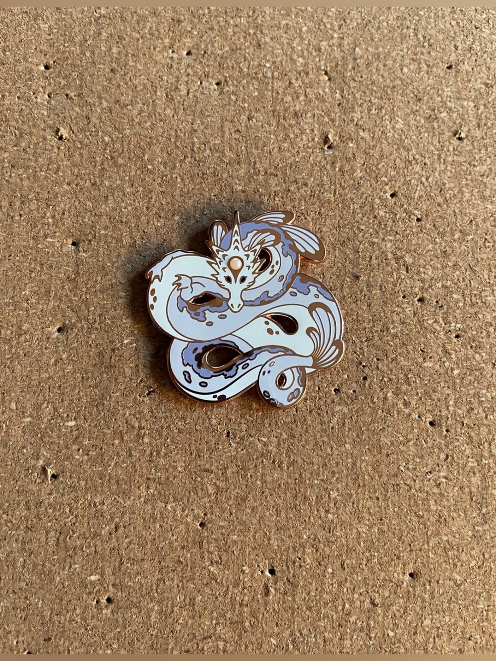 Ukiyoe Heroes Pearl Dragon Enamel Pin Limited Edition Rose Gold Pink Blue
